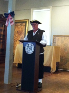Town Clerk Rick McQuaid reads the Declaration of Independence.  Author's collection.