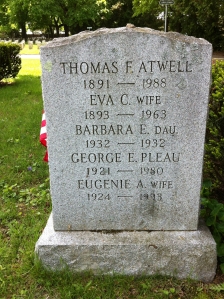 Atwell-Pleau grave, Pine Grove Cemetery, Lynn, MA. Author's collection.